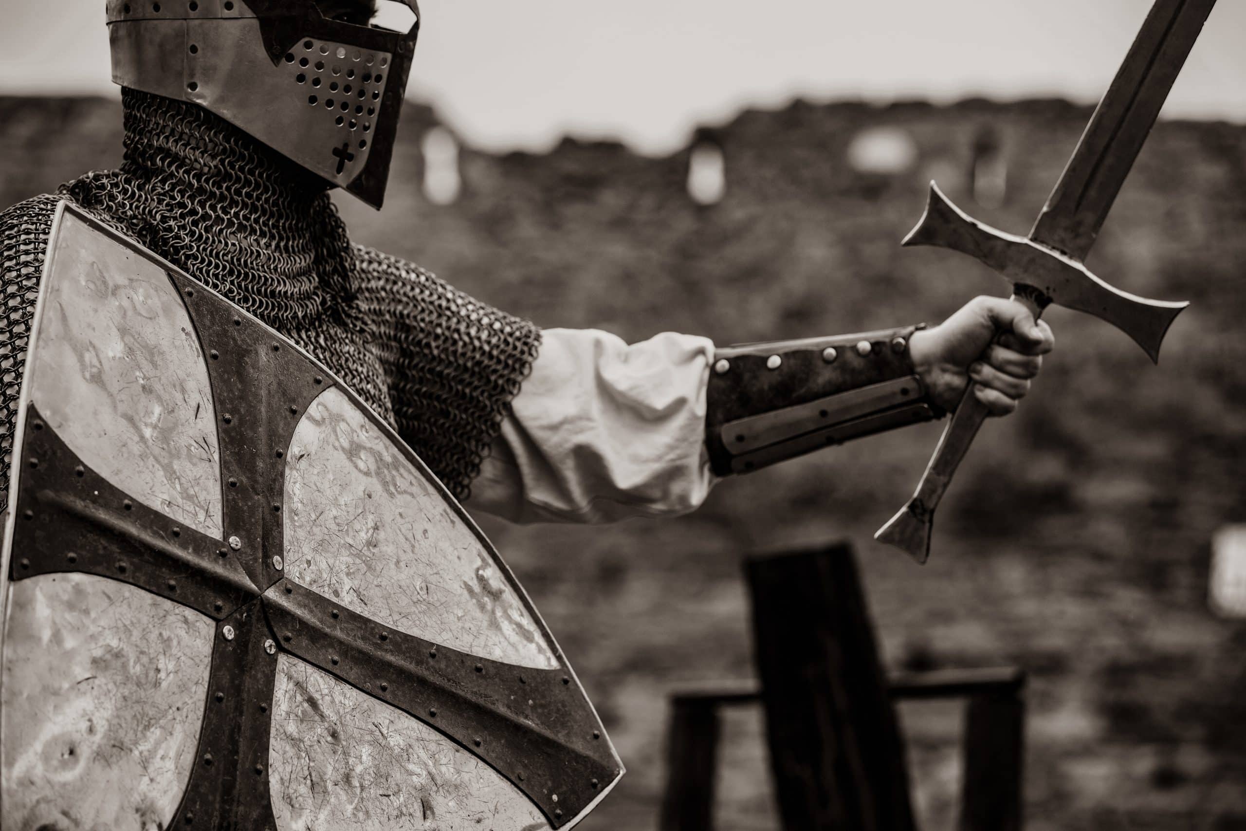 Knight waving his sword